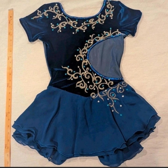 ice blue figure skating dress Figure Skating Dress Women's Girls' Ice Skating Dress Black Navy Blue Spandex Stretchy Training Practice Professional Skating Wear, Child 8 / Black main image 0